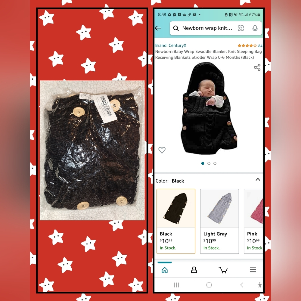 NEW In Package Newborn Baby Wrap Swaddle Blanket Knit Sleeping Bag Receiving $11